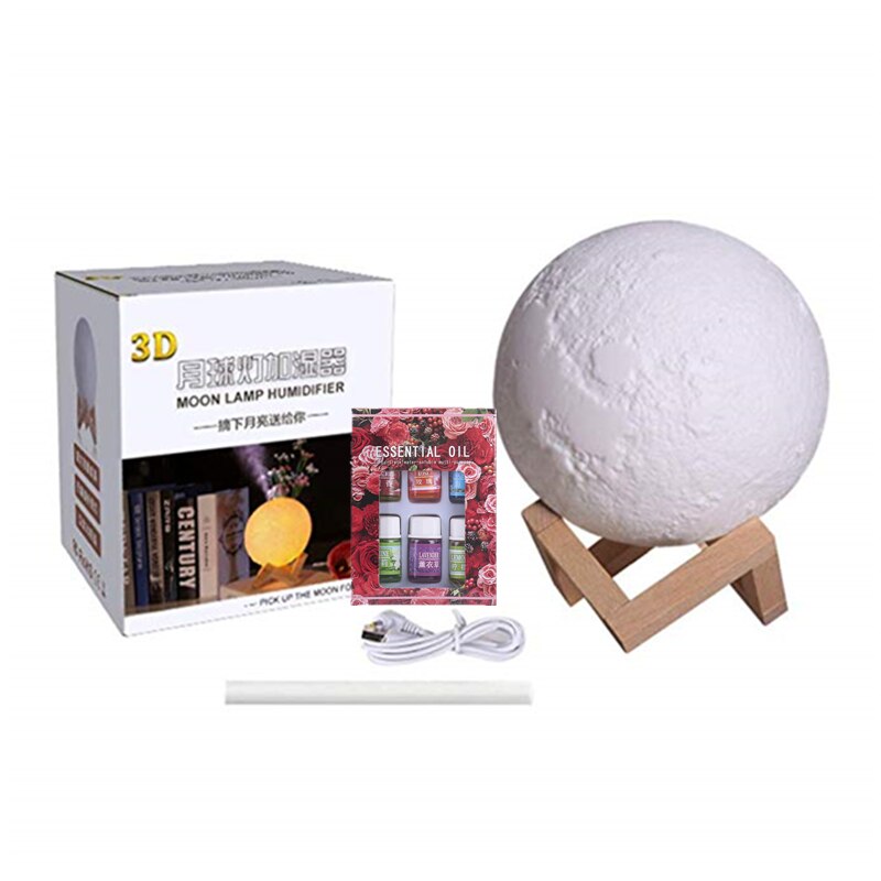 880ML Air Humidifier 3D Moon Lamp light Diffuser Aroma Essential Oil USB Ultrasonic Humidificador Night Cool Mist Purifier: Rust red