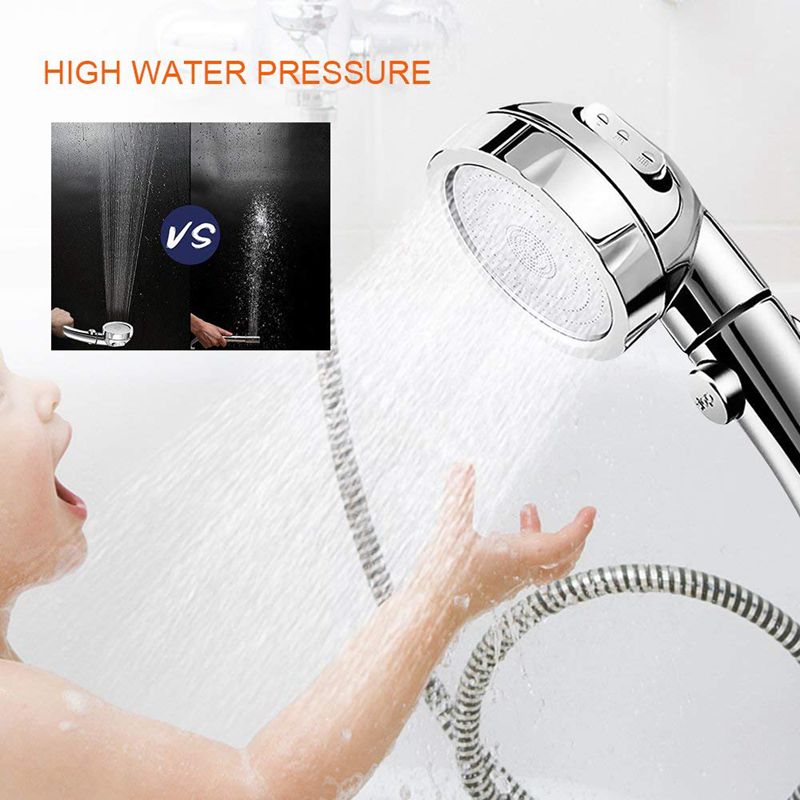 Handheld Shower Head High Pressure Chrome 3 Spary Setting with ON/OFF Pause Switch Water Saving Adjustable Luxury Spa Detachable