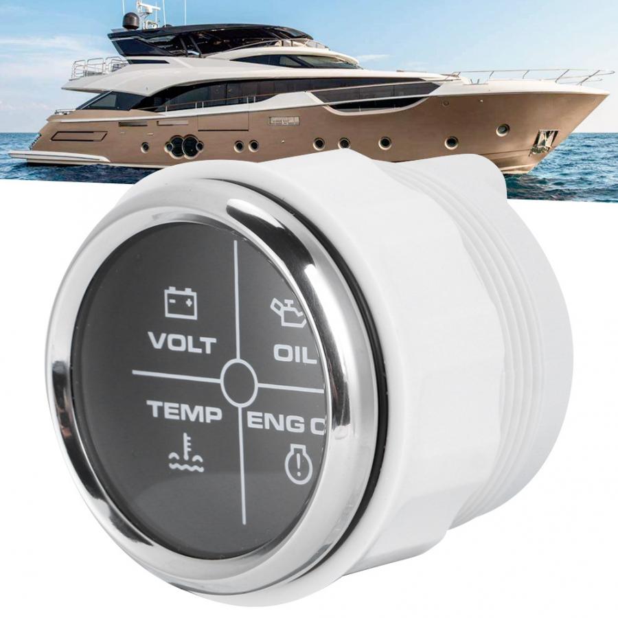 52mm/2in multifunktions 4 led alarm indikator volt vand temp olietryk alarm måler 12/24v til marine båd vand temp adapter