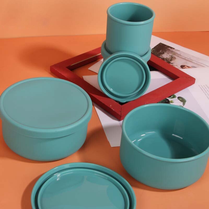 Kids Silicone Lunch Box with Lid Food Fruit Salad Fresh-Keeping Bowl Bento Box Kitchen Storage Containers Leak Proof
