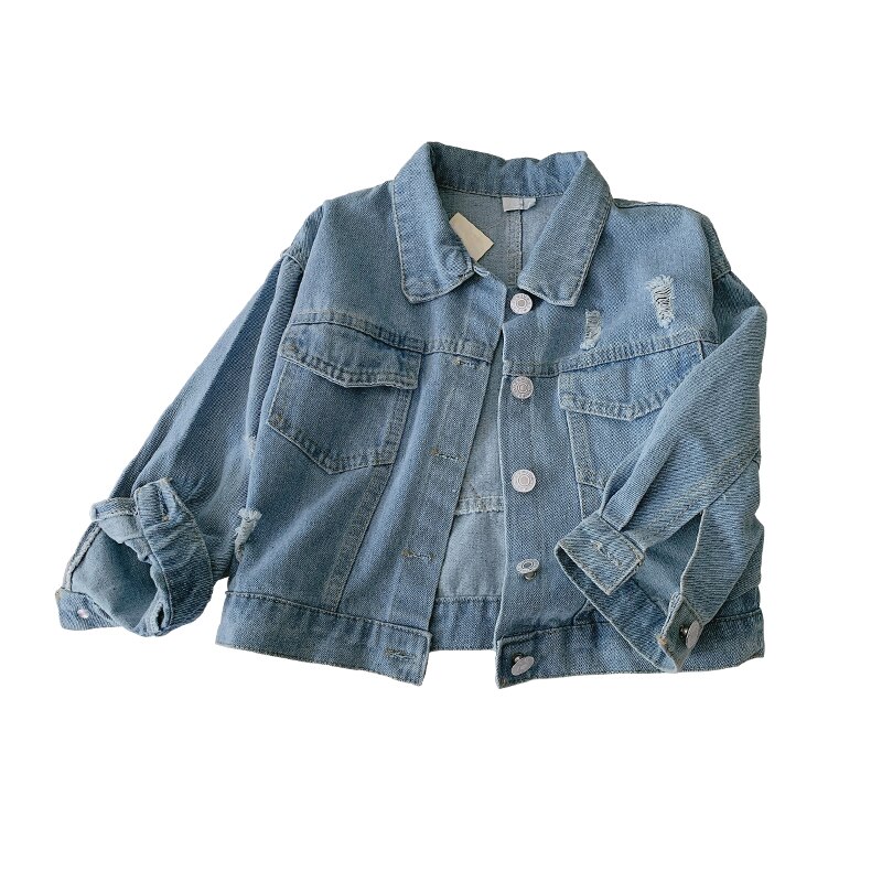 Lente Herfst Kinderen Meisjes Jas Leuke Bloem Borduren Vest Baby Meisje Denim Jassen Tops