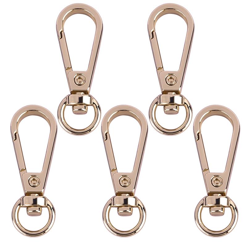 5 Stuks Metalen Draaibare Karabijnhaakjes Clips Ringen Clip Haken Voor Diy Ambachtelijke Tas Riem Sleutelhanger Ketting Ketting Armband Ketting: Goud