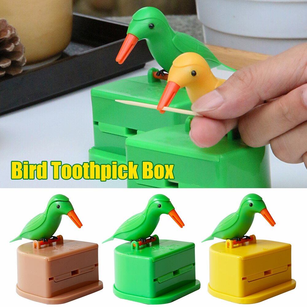 Toothpick Dispenser Box Press Personality Living Room Plastic Cartoon Container Automatic Red Tooth Sign Barrel Lovely