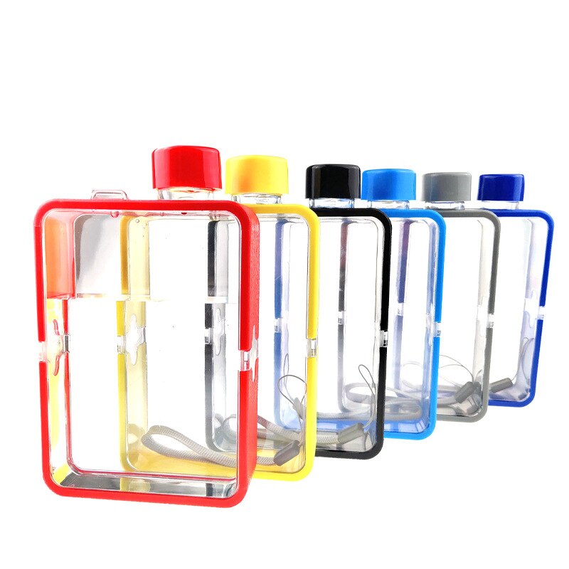 Gourde d'eau carrée Simple et Portable en verre pour hommes et femmes, gourde carrée en papier, pour Fitness, pour sportifs et personnalité, A5