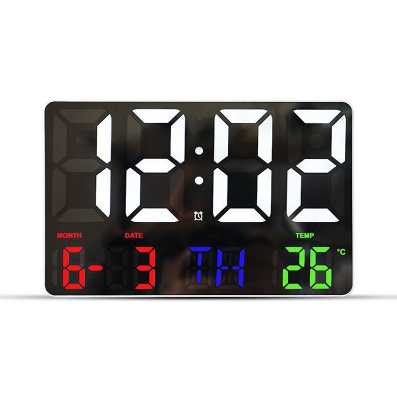 Remote Control Large Electronic Wall Clock Light Sensing Temp Date Power Off Memory Table Clock Wall-mounted Digital LED Clocks: WM