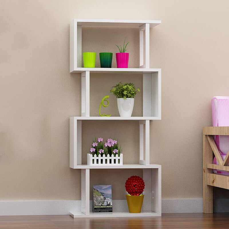 Simple and Modern Combination Bookcase Four-Layer Desktop Floor To Ceiling Bay Window Shelf Small Bookshelf: A1