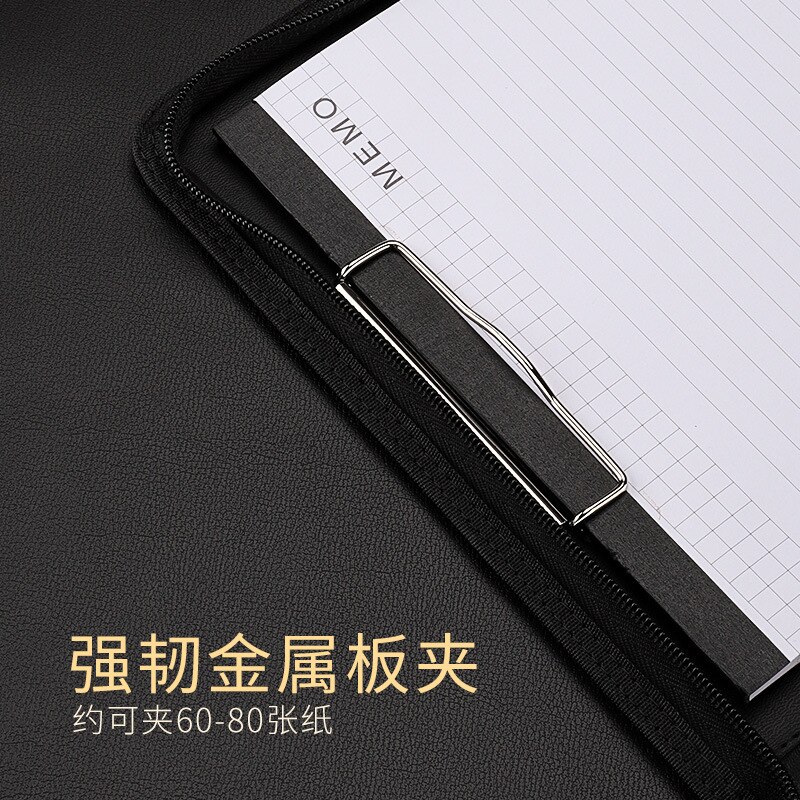 Zippered Leather Padfolio Portfolio Folder Interview Resume Document Organizer with 11 Inch Tablet Sleeve for ipad