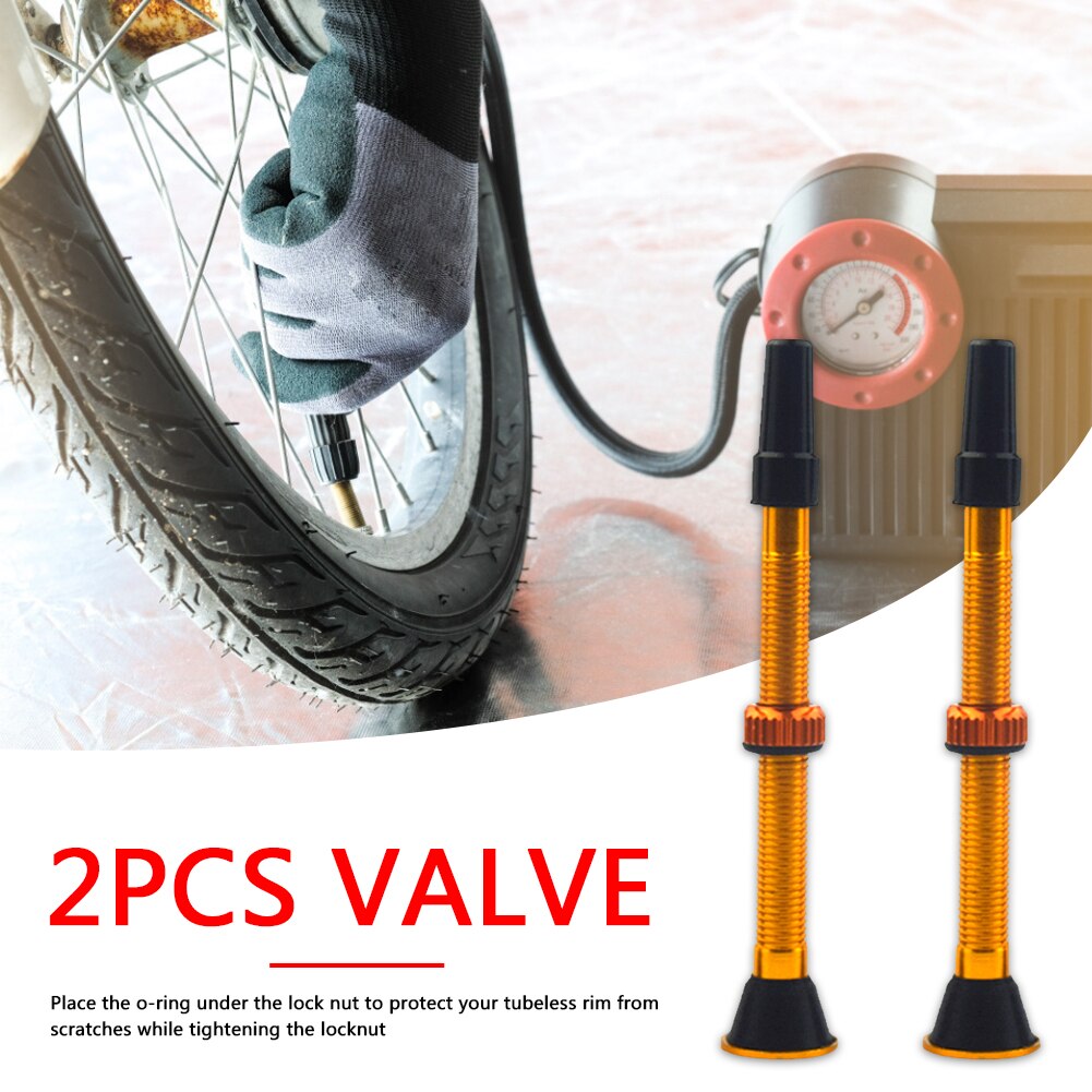 2x bicicleta de estrada sem câmara pneu presta válvula 60mm montanha haste liga alumínio + ferramenta para o ciclo ao ar livre ciclismo entretenimento