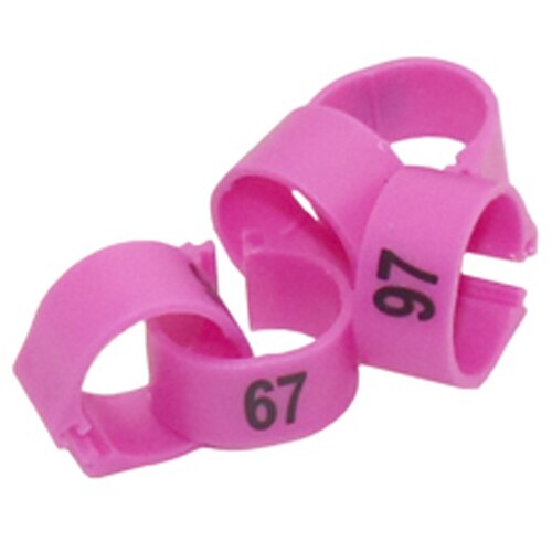 12Mm/14Mm Papegaai Voetring Papegaai Harnas Vogel Voeden Levert NO.1-100 Digitale Mark Ring 10 Kleuren Vogel harnas 100 Pcs: Roze / 12mm
