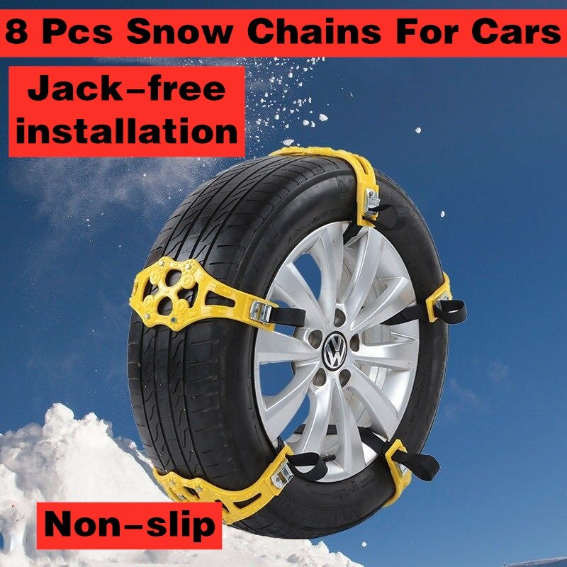 8 pçs pçs/set correntes de neve pneu de carro inverno roadway segurança pneu neve ajustável anti-skid segurança tpu correntes dupla pressão roda skid