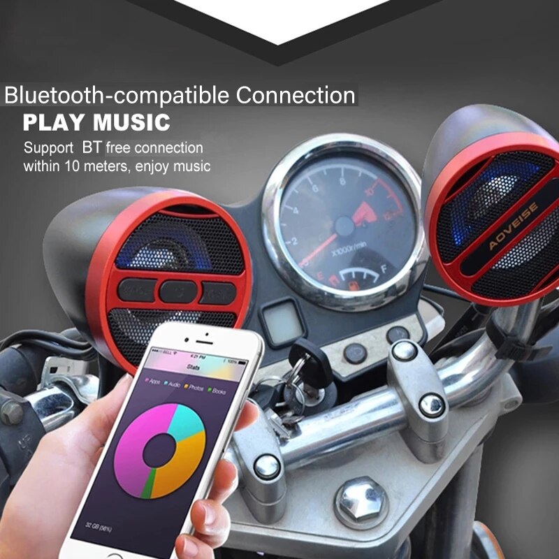 Mt473 waterproof motorcycle player amplifier stereo bluetooth compatible 12v music speakers  mp3 player fm radio speakers