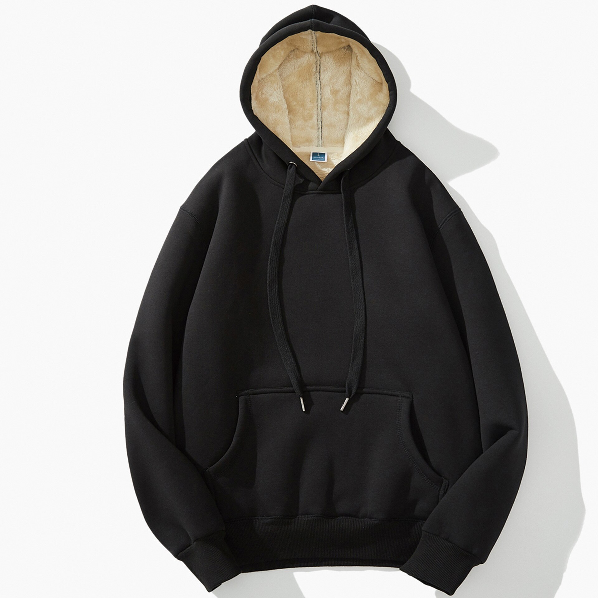 Winter Thicken plush Mens Hoodies Skateboarding Hoodies comfortable Velvet warm Hoodies For Men plus size 4XL: Black / S