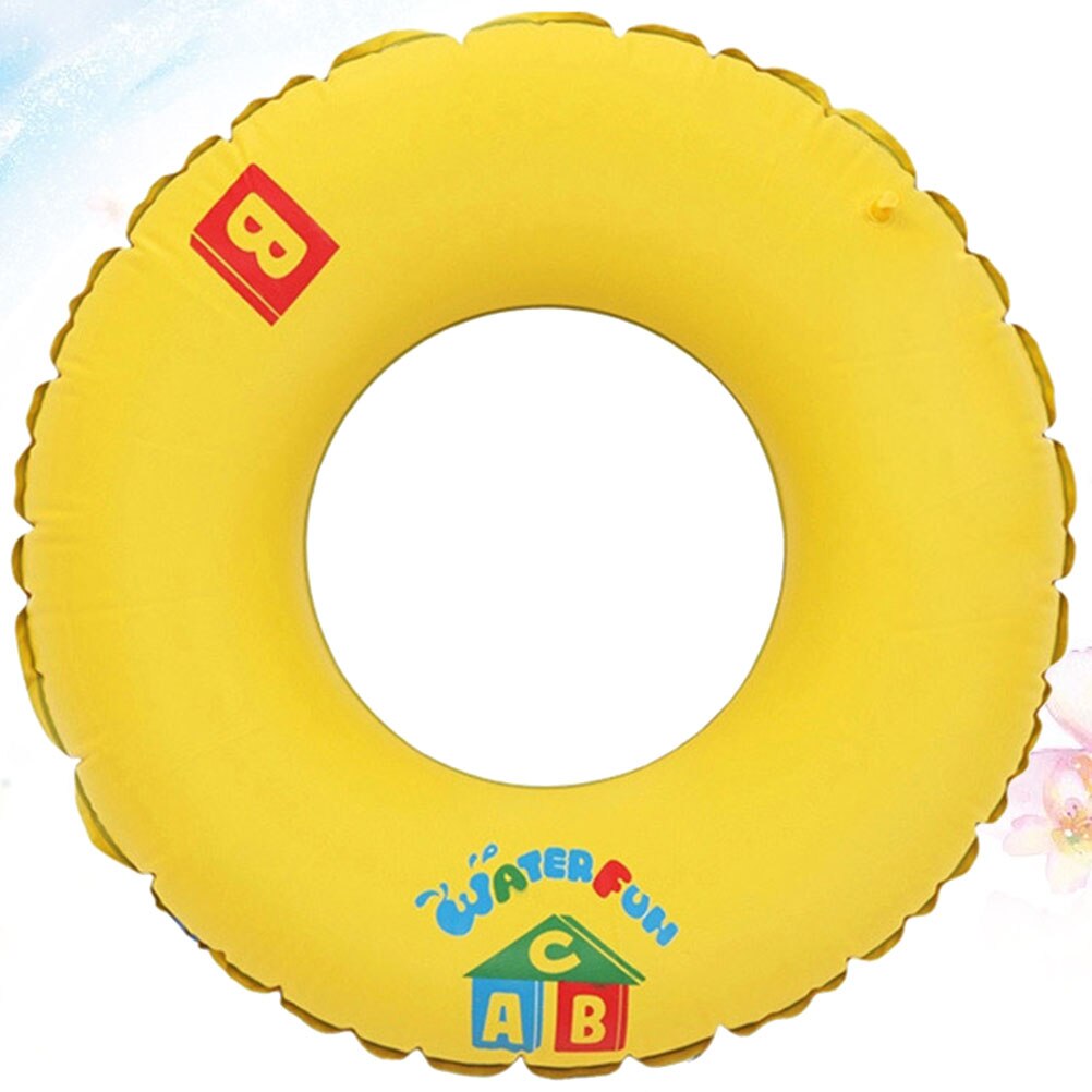 1Pc ABC Inflatable Swim Ring Float Simple Graphics Life Ring Swimming Pool Toy for Adults (Yellow)
