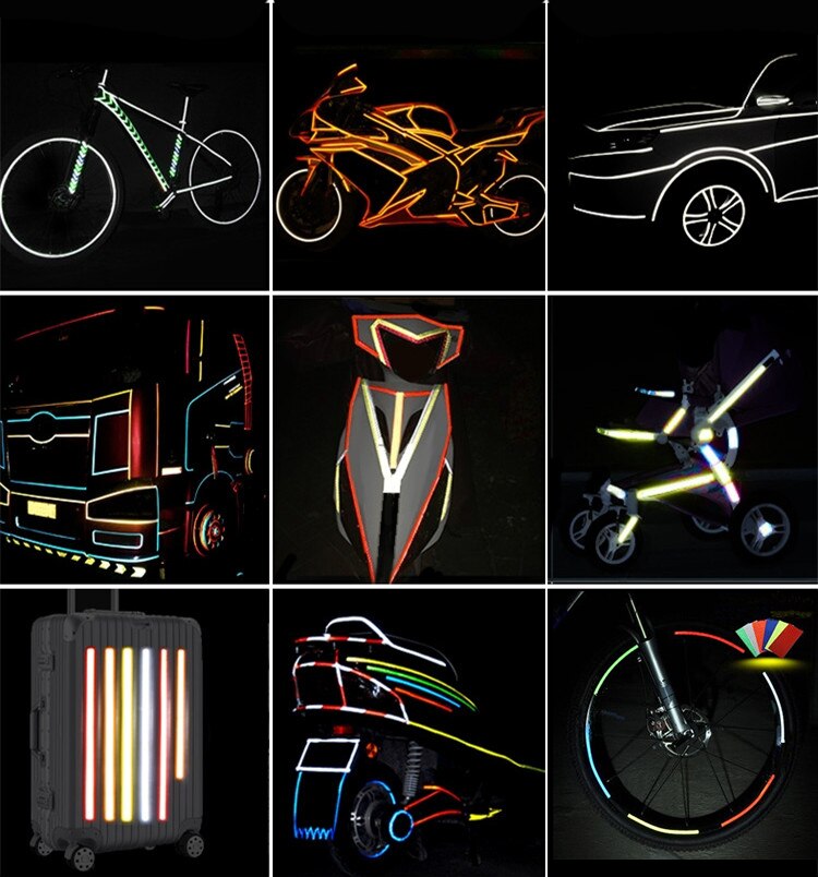 Bande réfléchissante autocollante fluorescente, 5cm x 3m, vtt, cyclisme, bande réfléchissante, accessoires de cyclisme