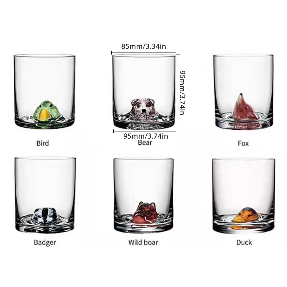 1 st 360ml djurkopp sött husdjur björn fågelglas för te öl vattenkopp blyfritt ultraklart glas