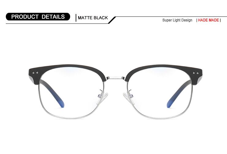 Computer briller anti blue ray briller anti blue light briller optiske kvinder øjenbeskyttelse brille ingen grad flade briller: Mat sort