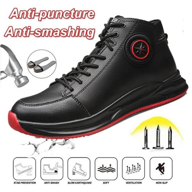 Werkschoenen met stalen neus hoge veterschoen platform veiligheidsschoenen onverwoestbaar anti-inslag lekvrije beschermende schoen