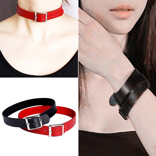 Sales! Punk Faux Lederen Riem Choker Kraag Ketting Vrouwen Club Sieraden