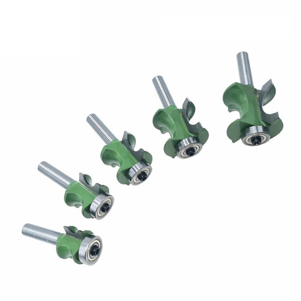 5 unids/set mango Bullnose mitad ronda poco fresa para fresado flauta madera teniendo herramienta de carpintería fresadora