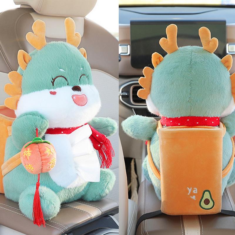 Cute Car Tissue Box Cute Dragon Car Organizer Backseat Car Seat Back Storage Bag Decorative Tissue Box Holder Backseat Tissue