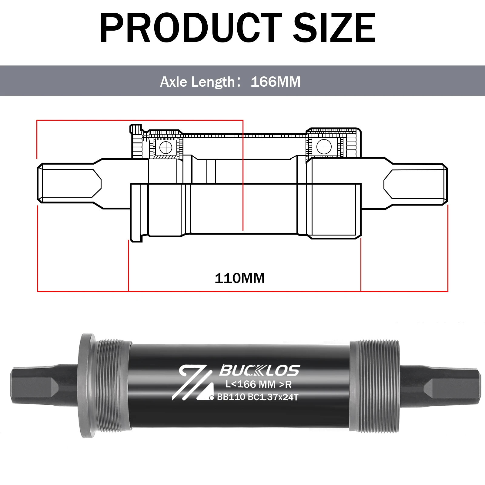 BUCKLOS Fahrrad Quadratische Tretlager 80*140 100*156 110*166 E-bike Kurbel Bb CNC abgedichtete Lager Tretlager für Fat Snow Bike: Licht Gelb