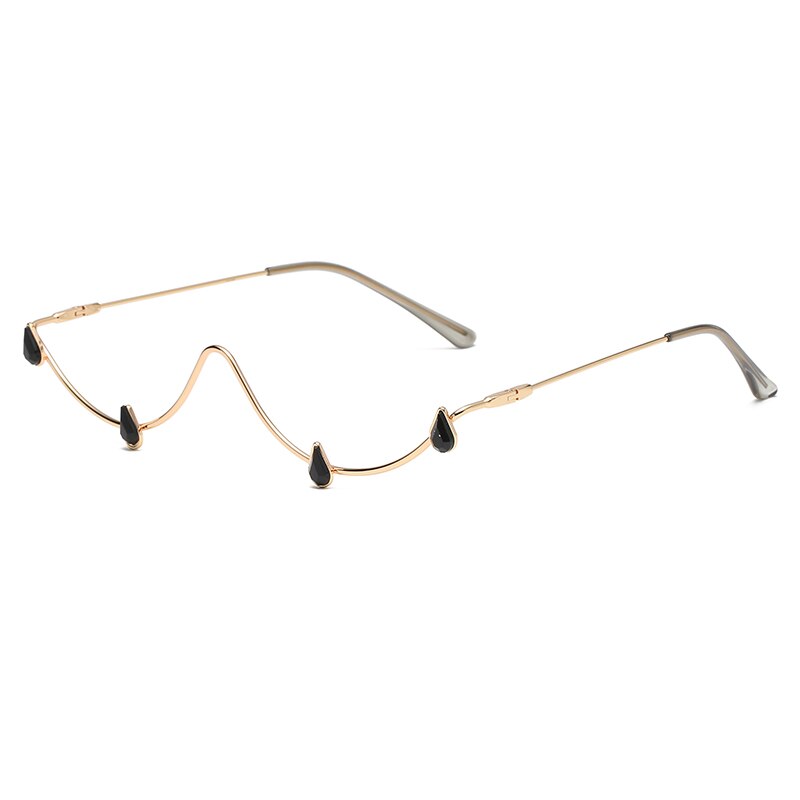 Monture de lunettes en strass longkeeper pour femmes, montures en alliage de diamant, décoration de lunettes de luxe en cristal d'eau: C3 or noir