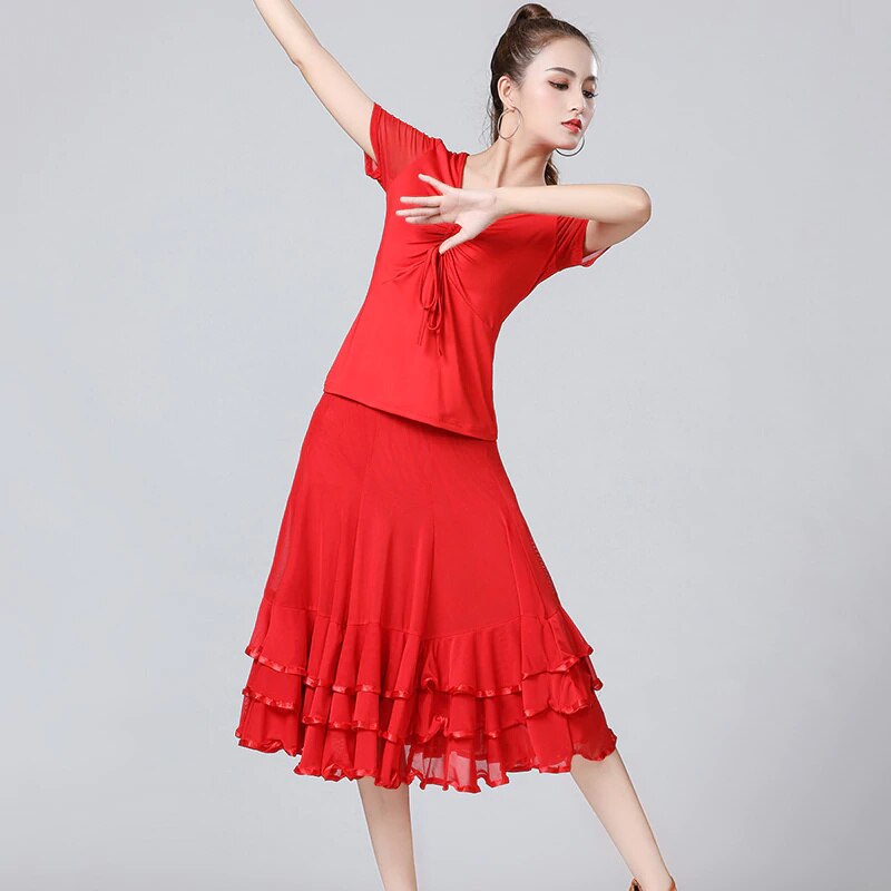 Lady Ballroom Dance Skirts Female Waltz Modern Dancing Skirts Tango Performance Costume National Standard Dance Skirts