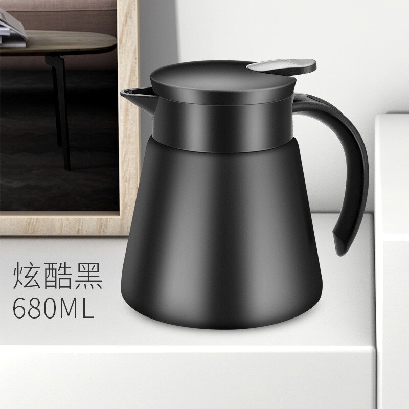 680/880Ml Waterkoker Koffie Pot Geïsoleerde Fles Water Drukken Soort Roestvrij Staal Thermische Isolatie Thermoskan Waterkokers Jug: Black 680ml