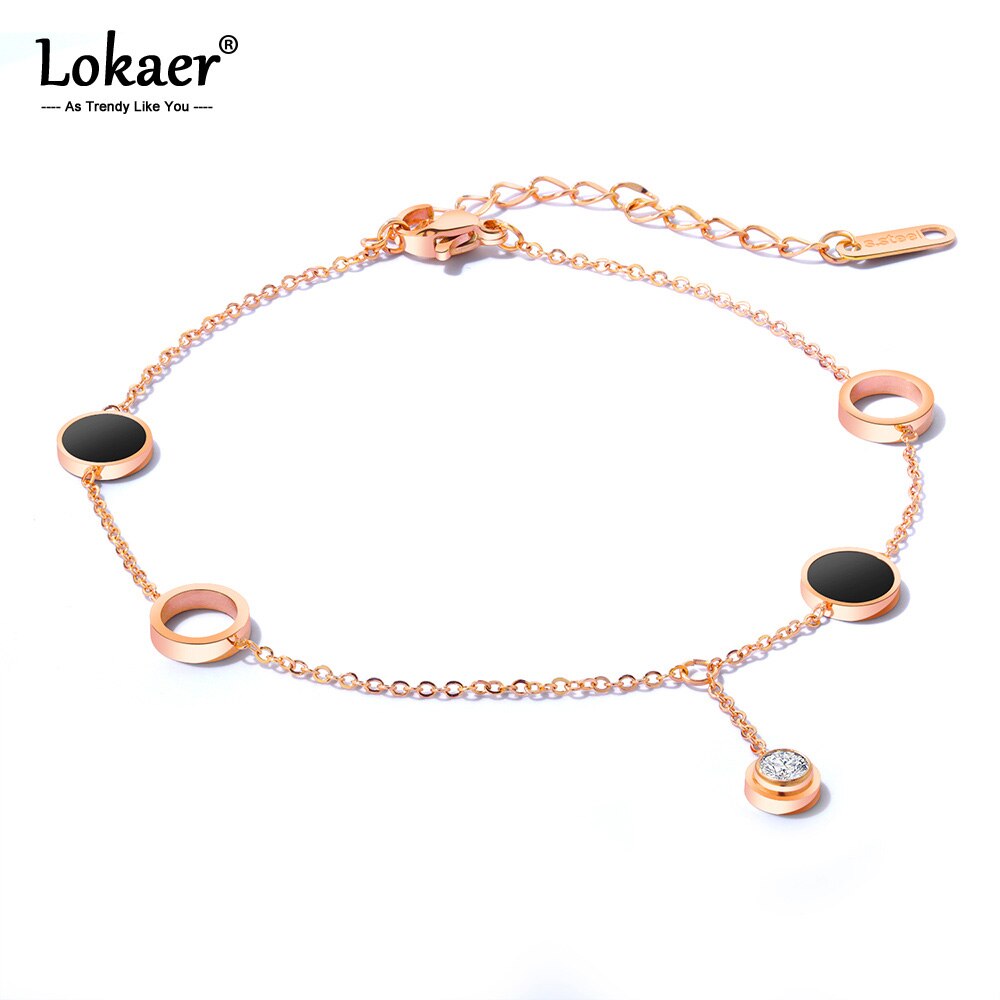 Lokaer Vintage In Acciaio Inox In Oro Rosa Catena In Rilievo di Fascino Rotondo Gamba Cavigliere Per Le Donne Braccialetto Alla Caviglia Donna Dei Monili Del Piede A19005