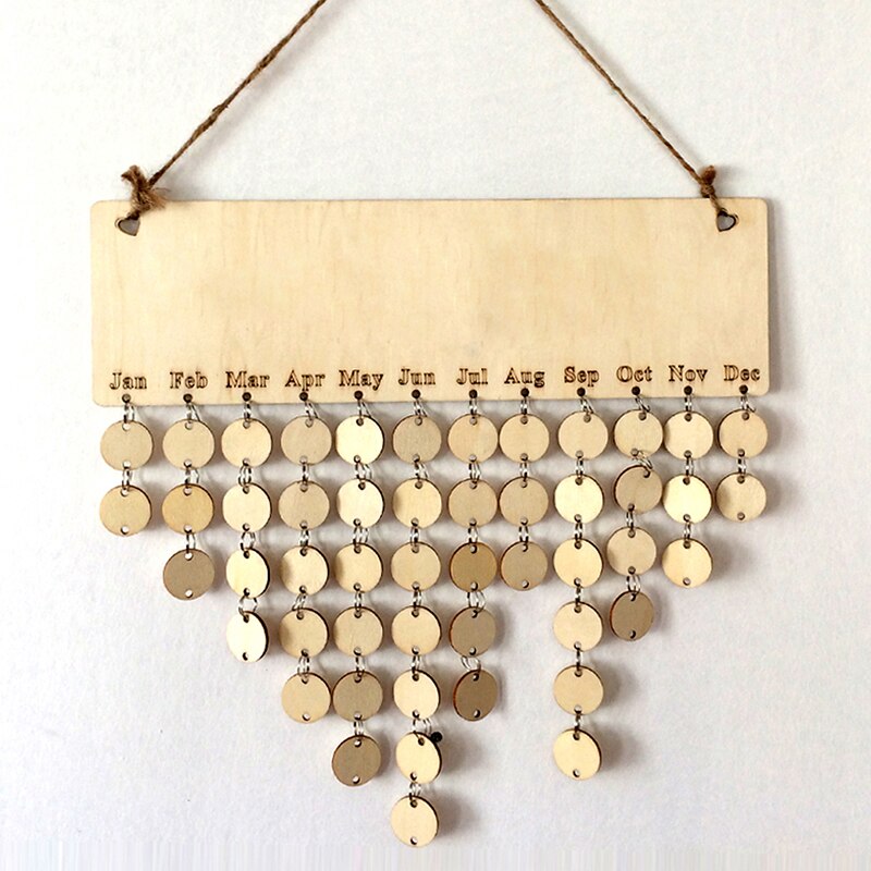 Calendrier de rappel d'anniversaire en bois, pour la famille et les amis, Plaque murale suspendue, signe,
