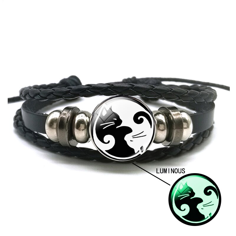 Leucht Yin Yang Geflochtene Leder Armbinde Jahrgang Tai Chi Kung Fu Zeichen Druckknopf Armbinde Männer Frauen Handgemachte Accessoires: Größe 18