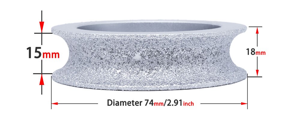 SUBRILLI Diamant Schleifen Rad Vakuum Gelötete Volle Bullnose Diamant Router bisschen Profilierung Rad Für Stein Granit Rand Schleif: 15MM