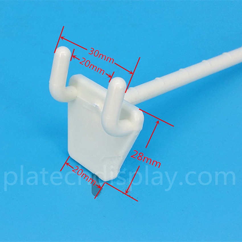 Plastic Pegboard Products Display Hanging Hanger Hooks in White For Storage Commodity Rack Shelf Supermarket Stores 100pcs