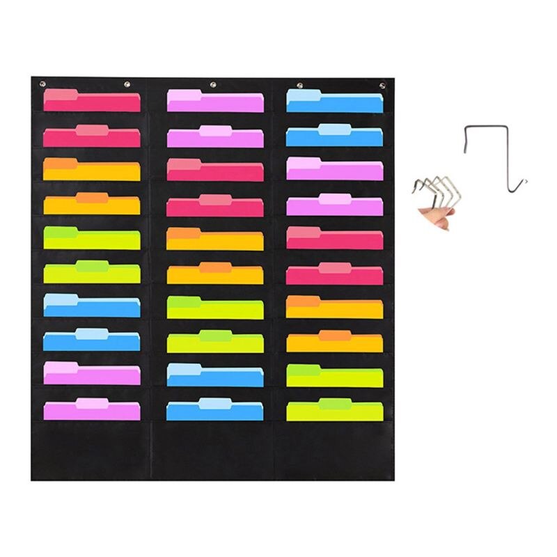 Opbevaringslomme med 30 lommer til hængende vægfil til at organisere dine opgavefiler