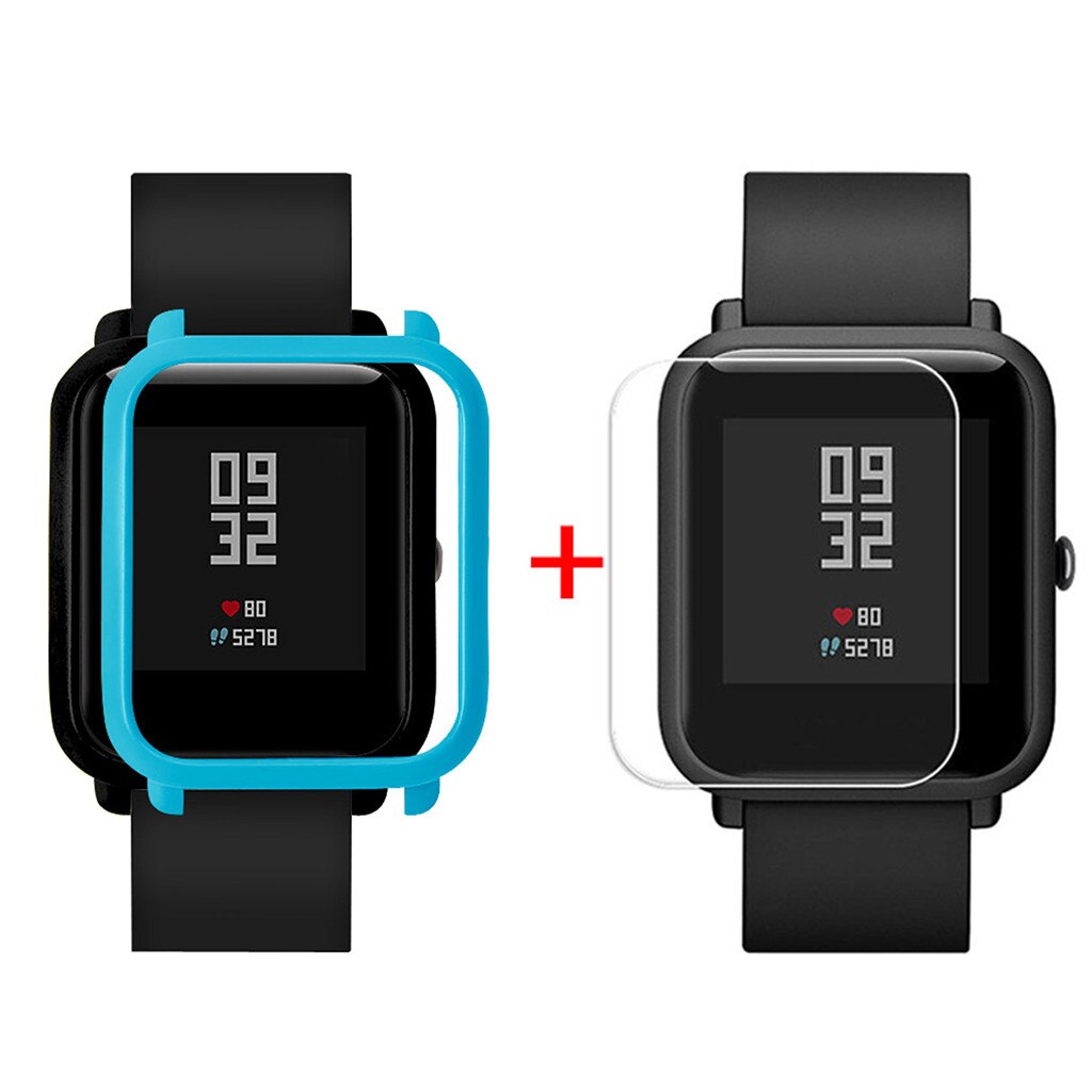 Kotelon kuori huami amazfit bip youth lite -kuorille näytönsuojakalvolla de pantalla ochrona ekranu naarmuuntumaton: C