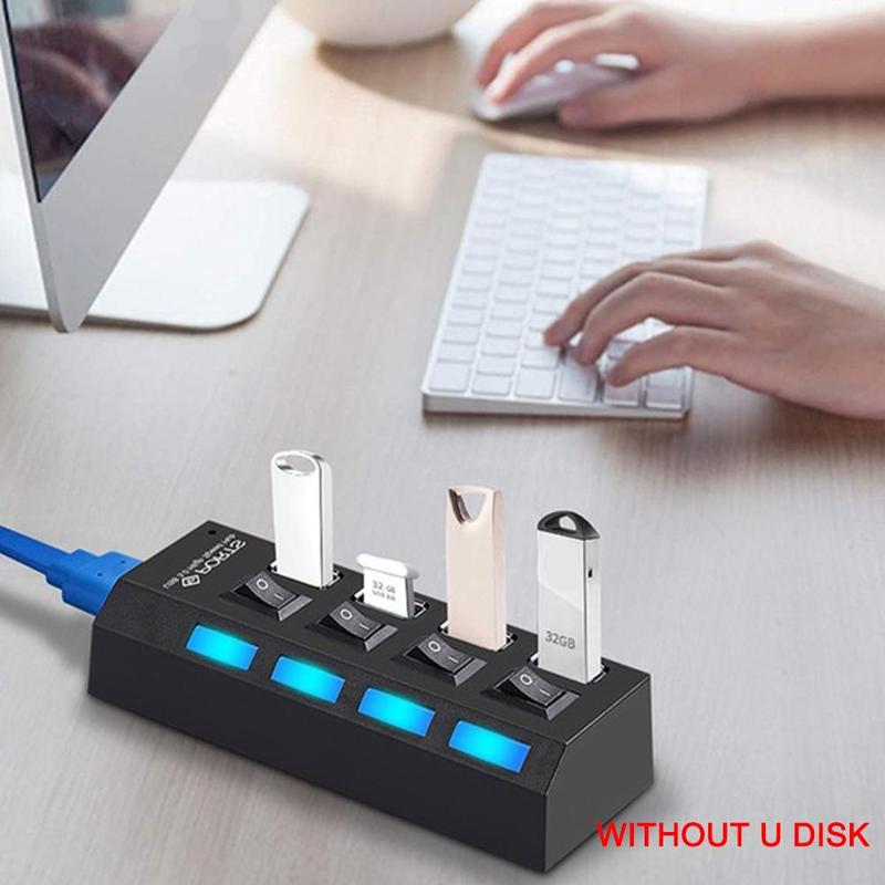 Usb 3.0 Hub 4 Port Usb Splitter Met Schakelaar 3 Meerdere Expander Gebruik Power Adapter 2.0 USB3 Hub Voor Pc