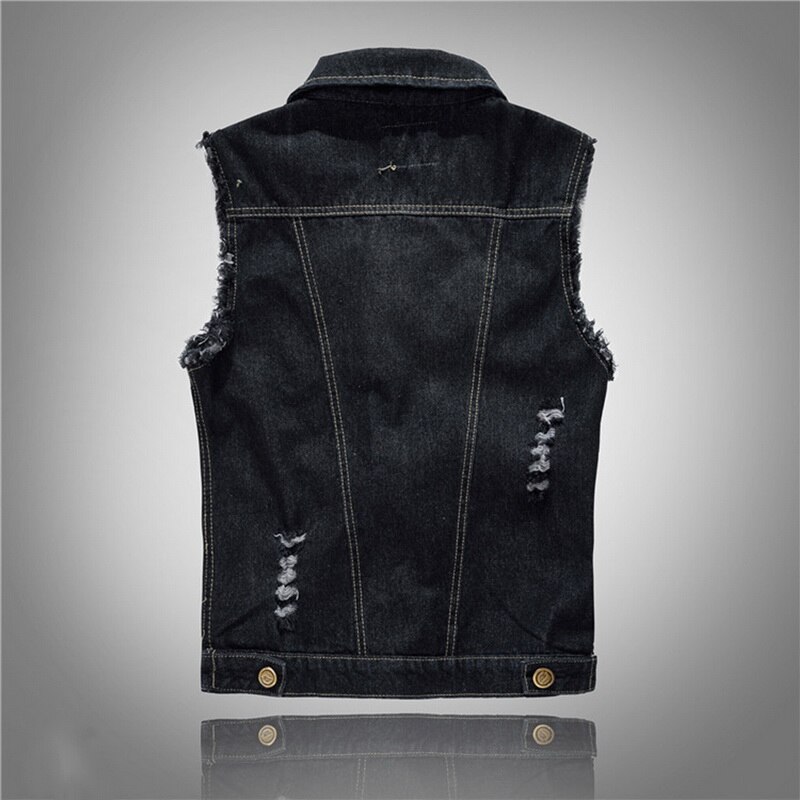 Baumwolle Jeans Ärmellose Jacke Weste Männer Plus Größe 6XL Schwarz Denim Jeans Weste Männlichen Cowboy Freien Weste Herren