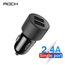 ROCK 5V 2.4A Mini Dual USB Auto Ladegerät Schnelle Lade Metall Auto-Ladegerät Auto-Lade 2 Port 12W für iPhone XS MAX X 8 7 6 Samsung