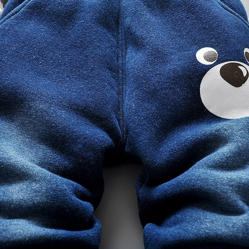 Nyfødte baby varme jeansbukser vinter lille barn afslappet bomuld fuld længde bukser til bebe drenge spædbarn ababy fashoin tykke tøj