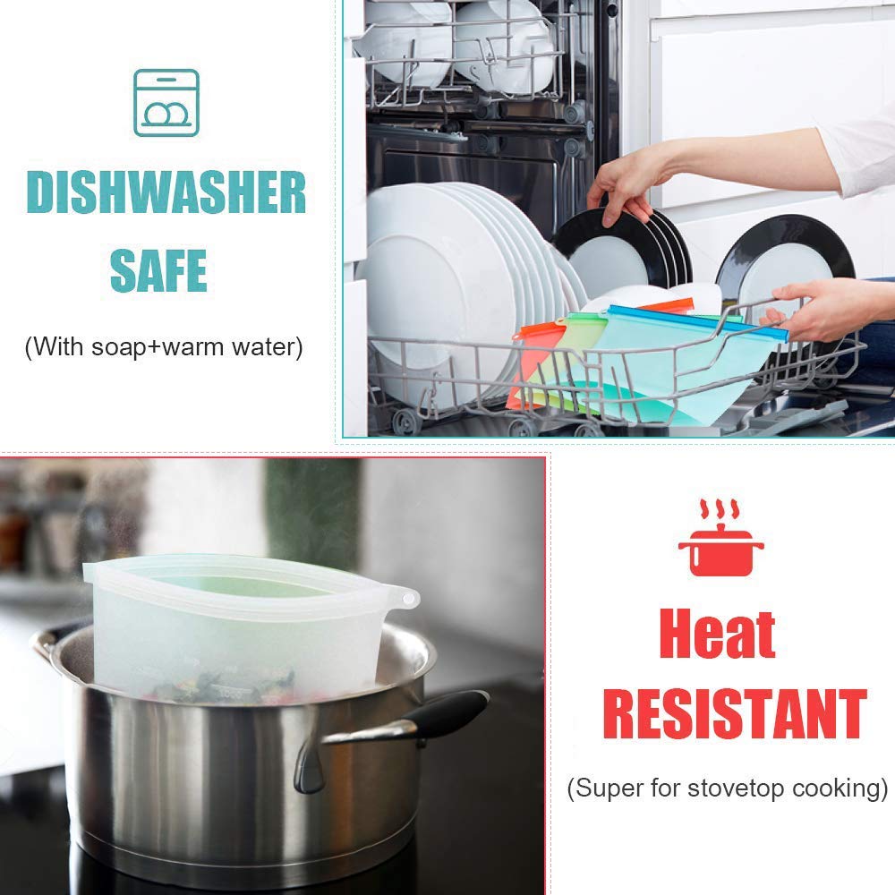 Reusable Silicone Food Storage Bag 1000ml 1500ml Kitchen Silicone Storage Bag Eco Ziplock Seal Freezer Bag Fresh Bags