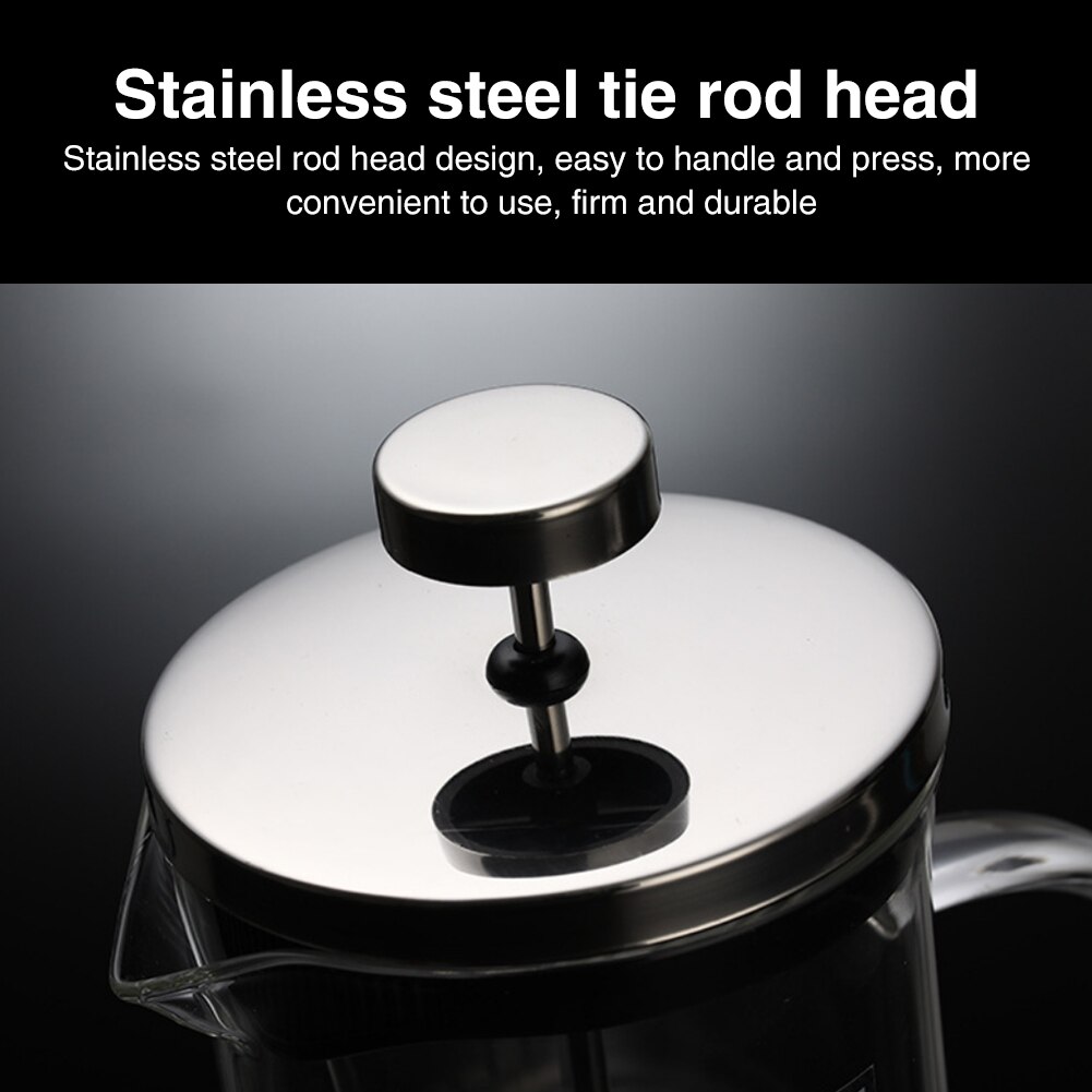 Heat Resistant Stainless Steel Manual French Press Durable Drinkware Coffee Maker Home Office 3 Level Filtration Portable