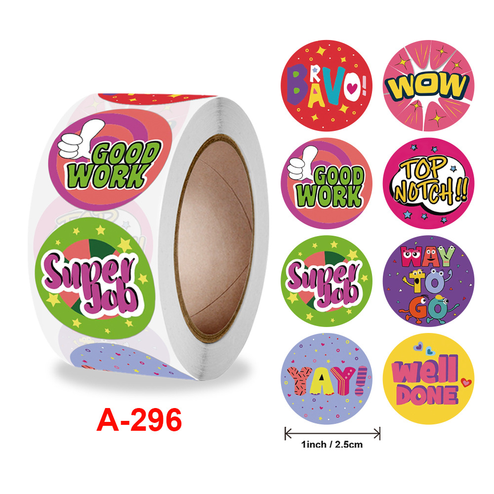 500 Pcs/Roll English Cartoon Animal Stickers Teacher Reward Students Stickers Self-adhesive Stationery Stickers: Navy Blue