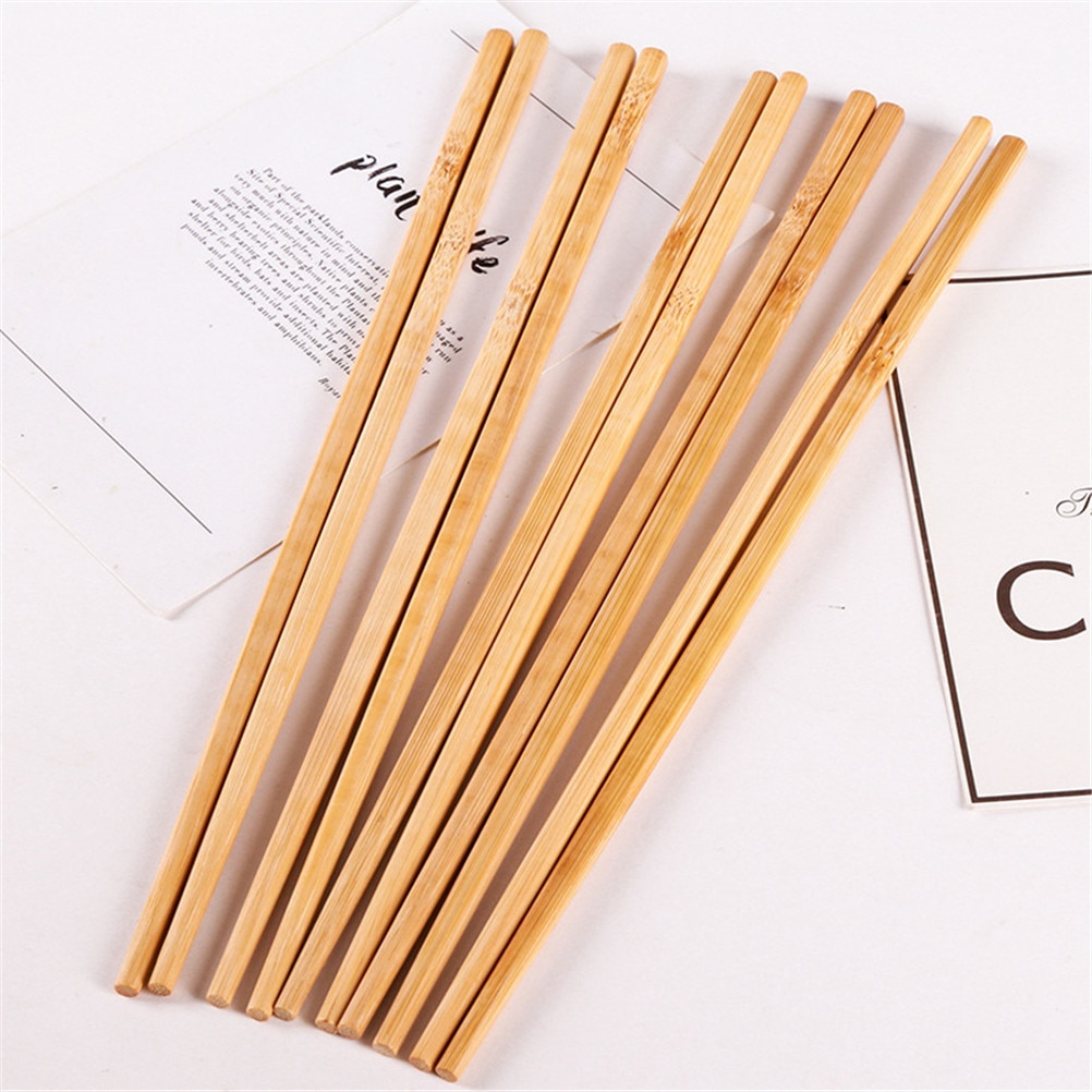 5 Pairs Natural Wooden Bamboo Chopsticks Health Without Lacquer Wax Tableware Dinnerware