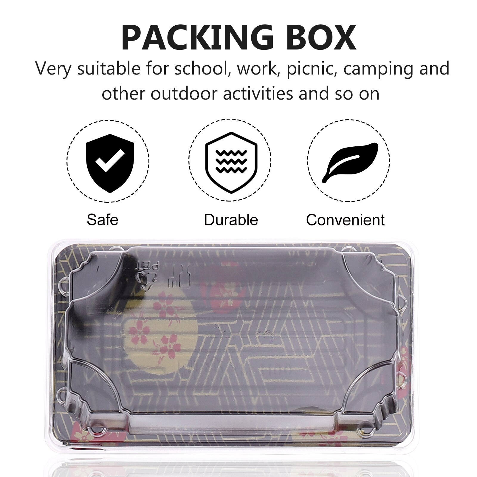 50 Pcs Disposable Sushi Box Plastic Packing Box Portable Food Storage Box