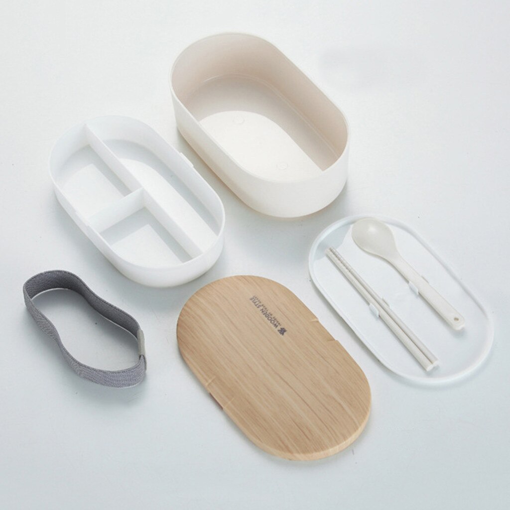 Microwave Lunch Box Japanese Wood Bento Box 2 Layer Container Storage Sudent School Lunch Storage Case