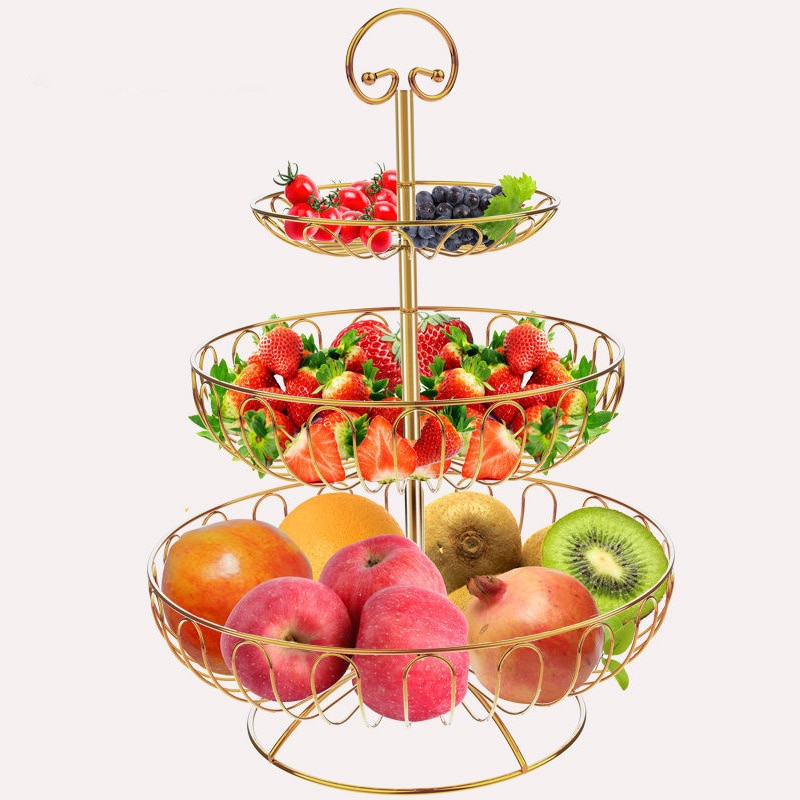Montage 3 Tiers Metalen Fruit Serveren Kom Mand Aanrecht Display Fruit Groenten Opslag Stand Snacks Houder Voor Partijen