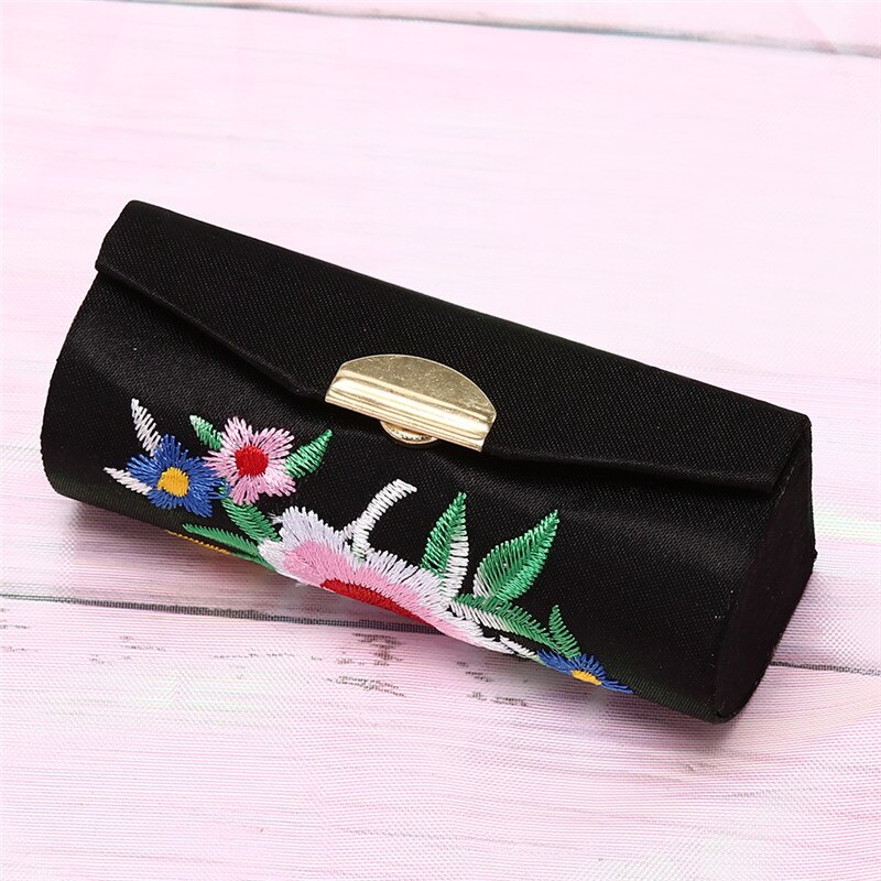 Holder Flower Lipstick Case Retro Embroidered With Mirror Jewelry Packaging Box