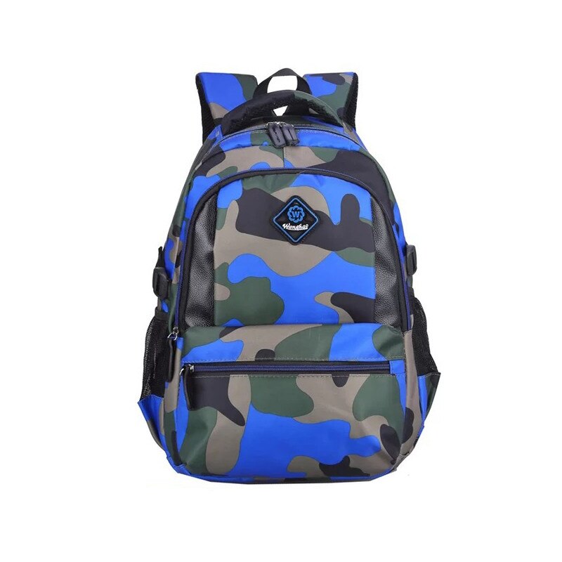 Green Camouflage School Backpack Nylon Casual Daypack Travel Outdoor Kids School Bags for Boys and Girls Birthday Presents: small blue