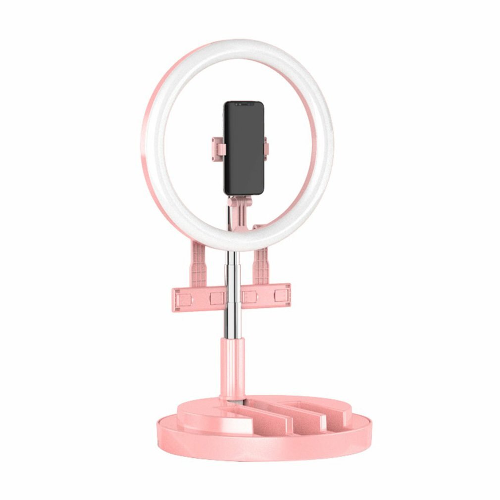 Draagbare Live Licht Supplement Beugel Statief Beugel Mobiele Telefoon Houder Video Fotografie Self Photo Ring Lamp: Pink