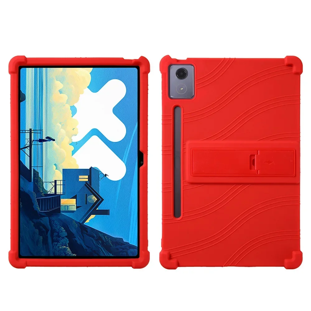 Case voor Lenovo Xiaoxin Pad Pro 12.7 inch 2025 TB373FU TB375FC Tablet Kindvriendelijk Silicon Stand Cover Resistente Flexibele Cove: Rood